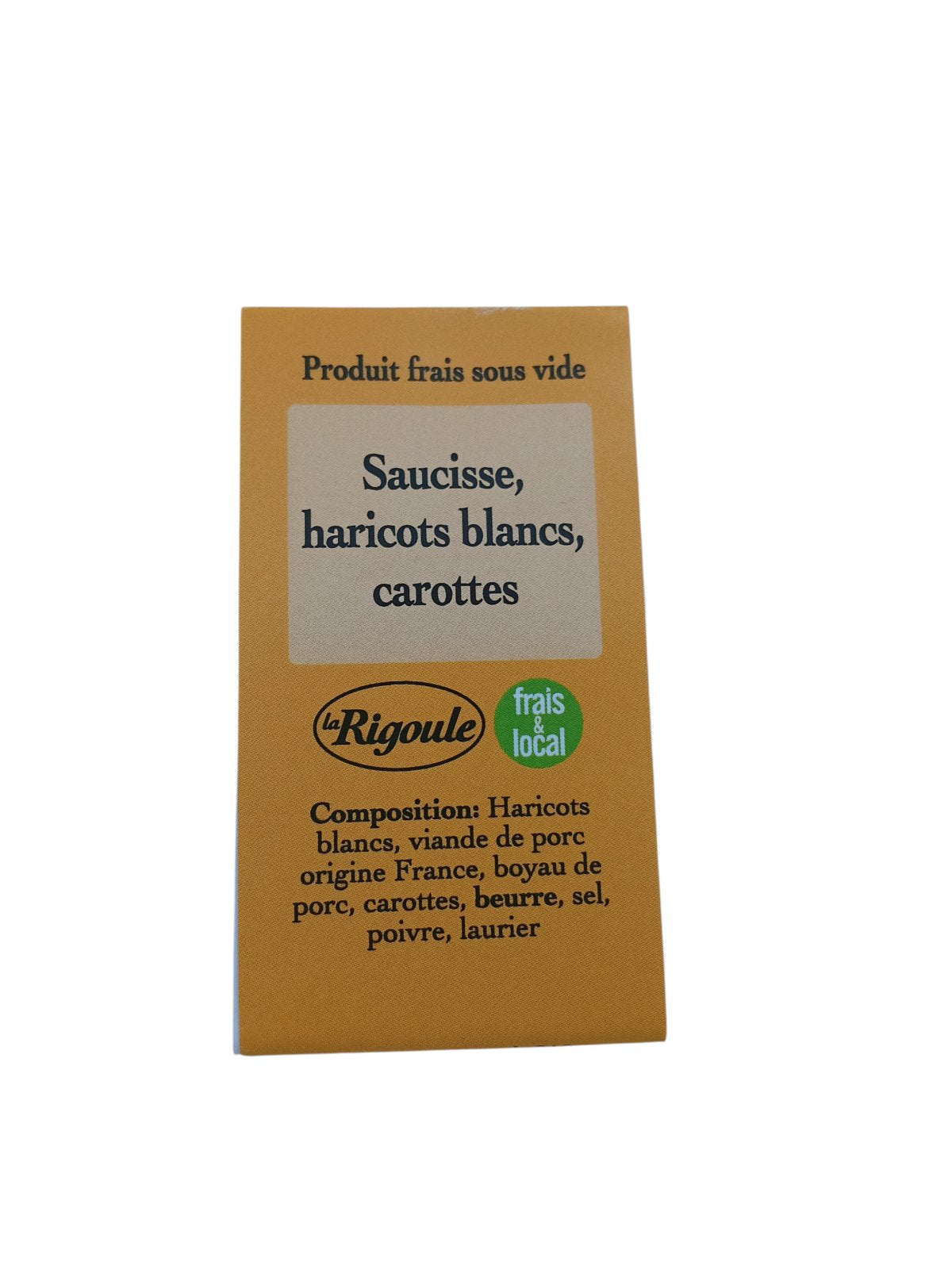 Plat cuisiné Saucisses de porc, haricots blancs, carottes