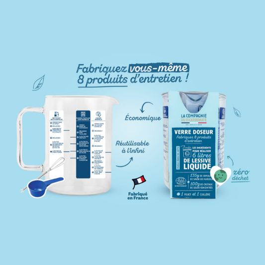 Verre doseur avec kit pour fabriquer ses produits d'entretien - 1